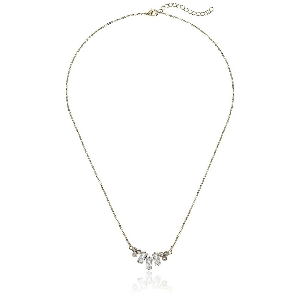 CZ Kenneth Jay Lane Gold Baguette Cluster Necklace